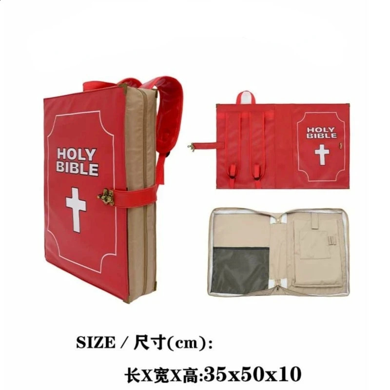 Hip-hop Bible Book Y2K PU Leather Ins Schoolbag Large Capacity Unisex Casual Shoulder Backpack 240921