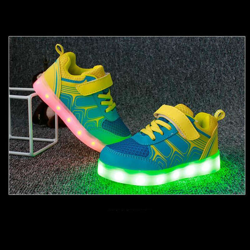 JawayKids Spring Summer Children LED USB charging glowing sneakers Breathable Kids Casual Shoes for boys and girls