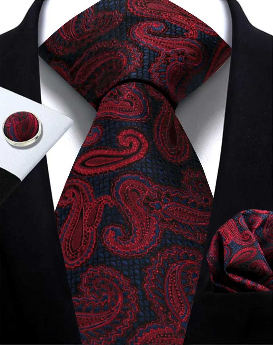 Mens tie Paisley jacquard woven 8cm formal business wedding collar pocket square set tie high-quality handmade Gravata Y240925