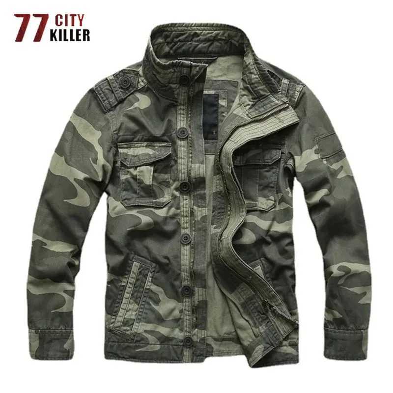Mens cargo denim jacket casual cotton comfortable multi pocket loose jacket mens tactical jacket mens CL240926