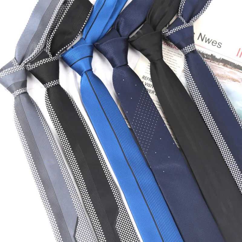 Mens tie strip luxurious collar fashionable jacquard weave fine black blue paisley collar party shirt gift accessories Y240925