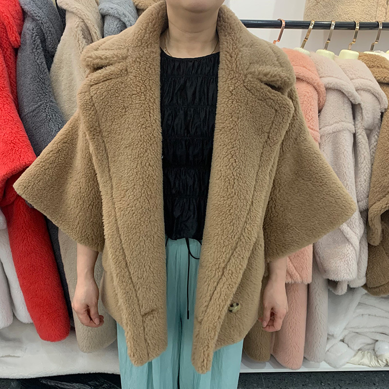 2024 Women Winter Coat Thick Warm Teddy Coats Short Style Lady Natural Wool Alpaca Fur Overcoat