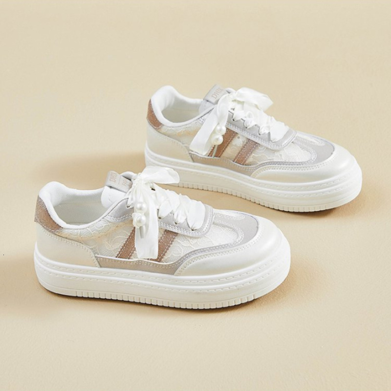 Ddmybear Korean Version Lace Mesh Breathable Small White For 2024 New Thick Versatile Board Soft Sole Women's Shoes Chinese Brand Shoes F926-57
