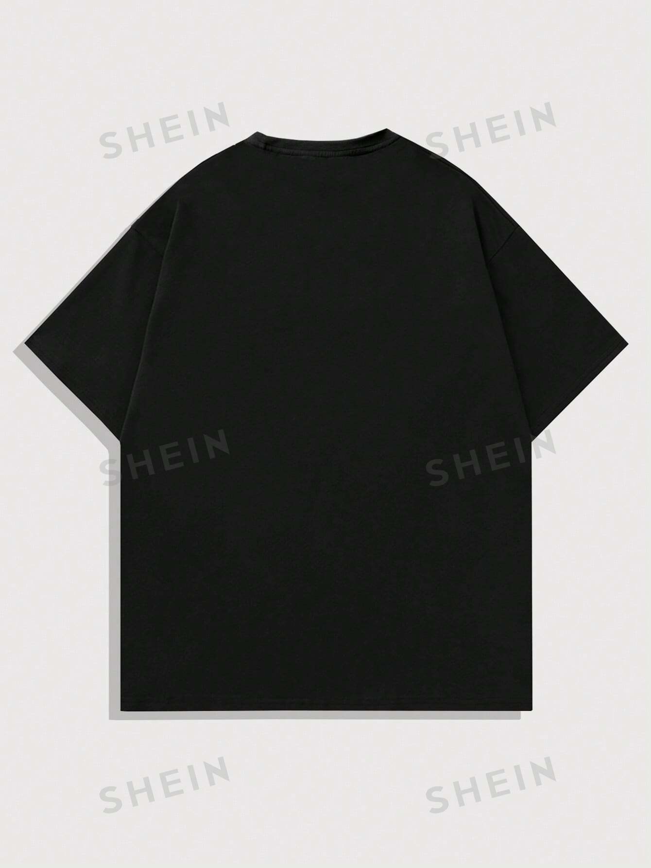 Men Short Sleeved Y2k T-Shirt With Slogan/Character Print For Summer, School