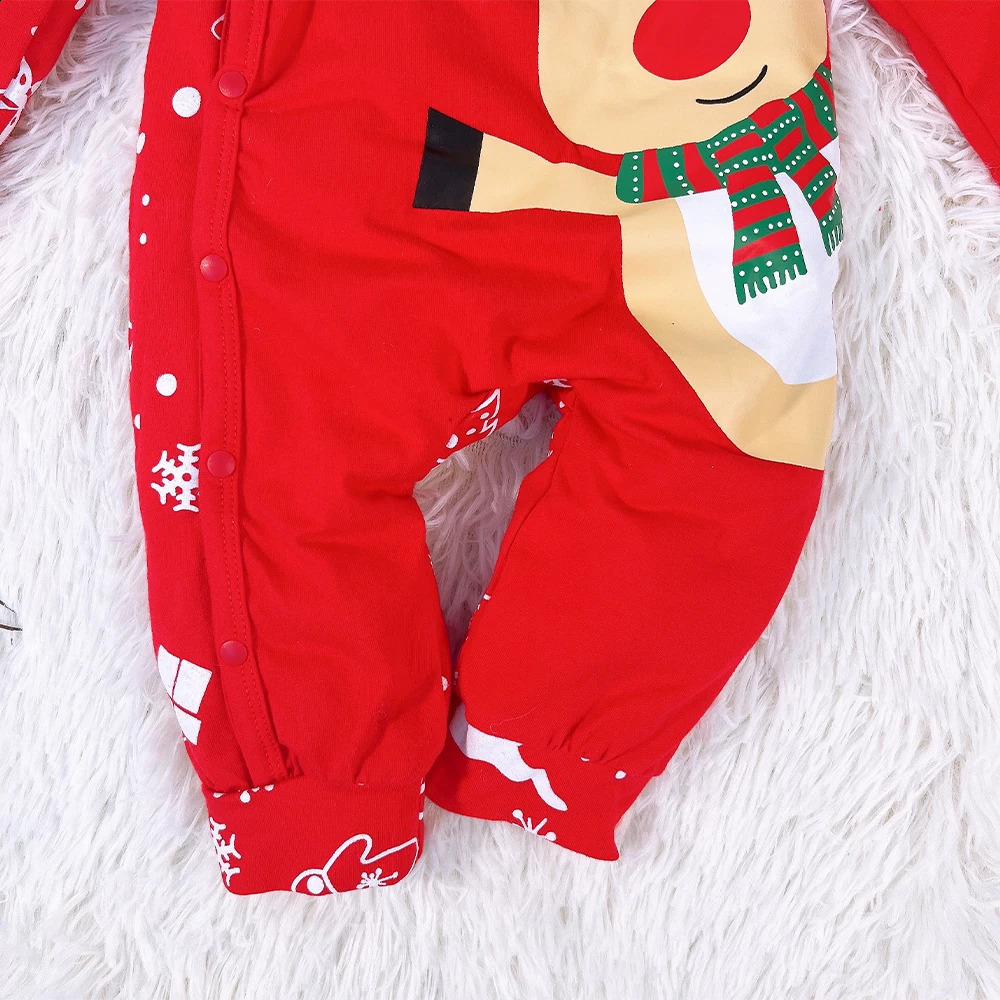 Prowow Baby Christmas Costume Boy Cartoon Deer jumpsuit and Santa hat My first Year costume 240925