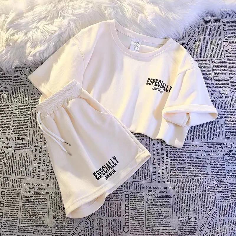 Women's Tracksuits Summer Loose-fit Casual Sportswear Set Short Sleeve Shorts 2-piece Trendy Outer Wear Comfortable Running Streetwear