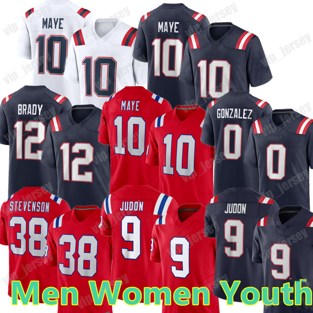 Custom Drake Maye Matthew Judon Football Jersey Christian Gonzalez David Andrews Demario Douglas Kendrick Bourne Rhamondre Stevenson Randy Moss