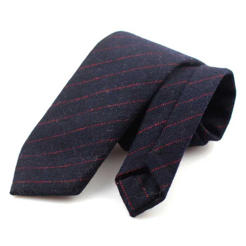 Mens fashionable wool tie tight solid casual collar Corbata ultra-thin striped collar wedding gift set tie accessories Y240925