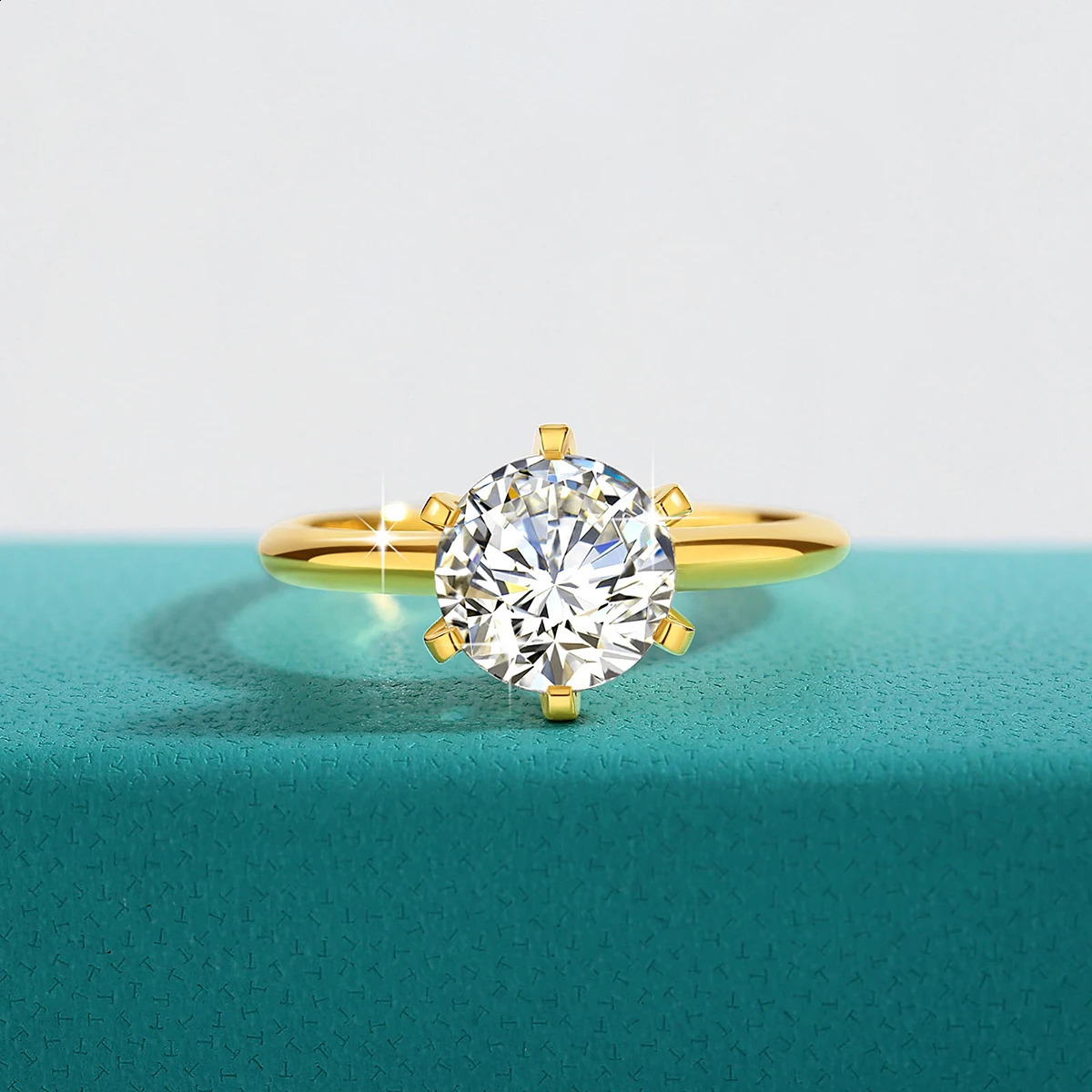 High quality 100% pure 18k gold Mo silica ring certified 1ct round engagement K gold jewelry wholesale for women 240925