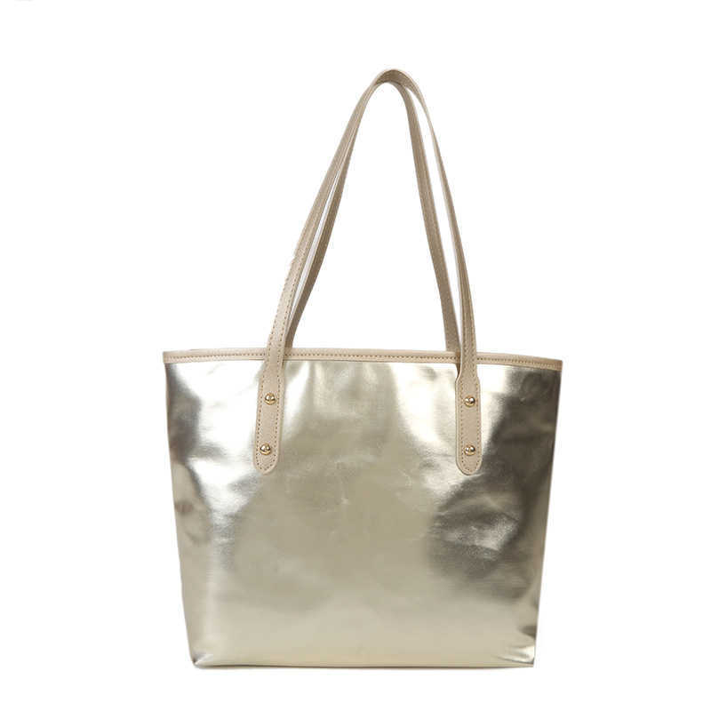 CMM New Womens Single Shoulder Silver Tote Bag Large Capacity Simple Storage Bag Trendy Fashion Handbag Shopping Bag