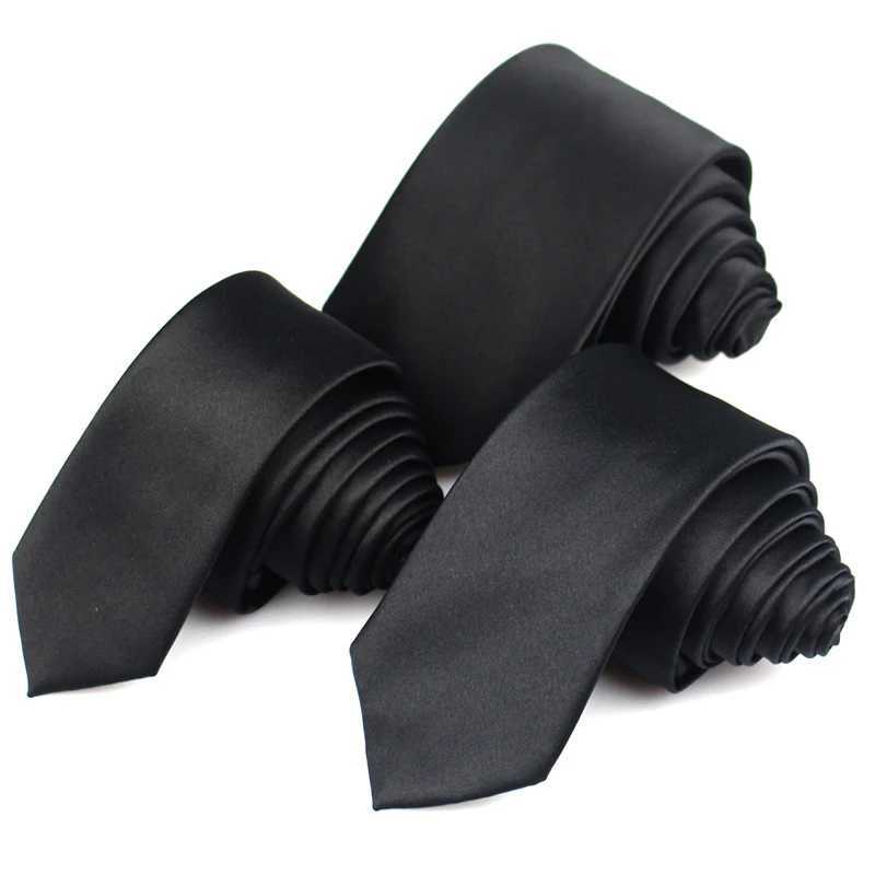 New Classic Black Ties for Men Silk Mens Neckties for Wedding Party Business Adt Neck Tie 3 Sizes Casual Solid Tie X250407