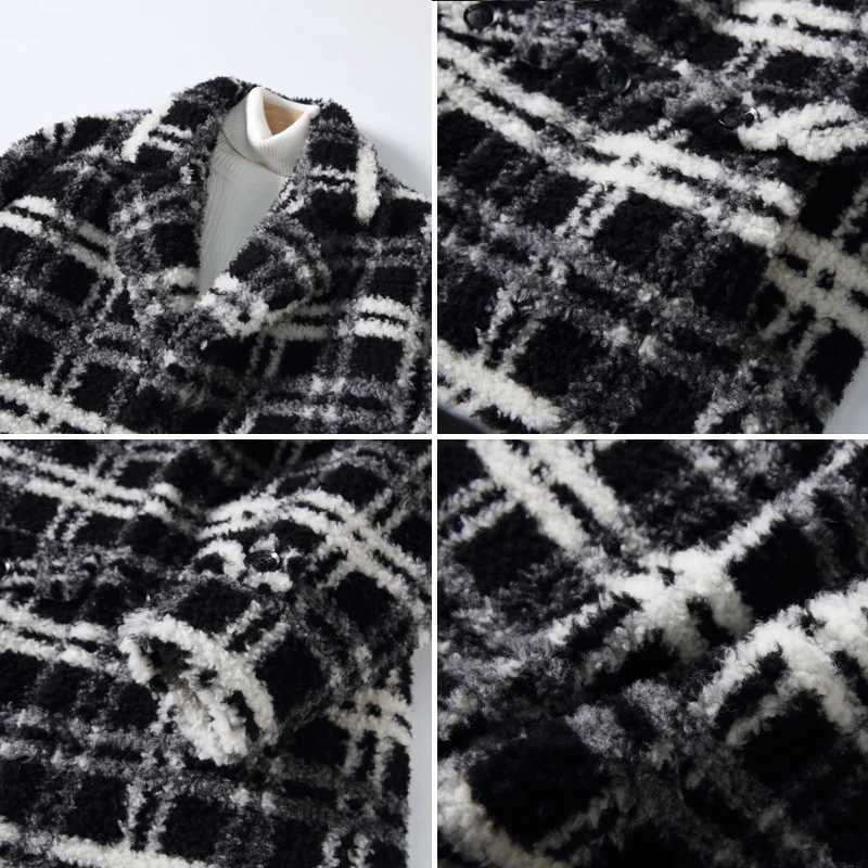Cashmere coat mens fur integrated medium to long trend plain weave cashmere coat W240925