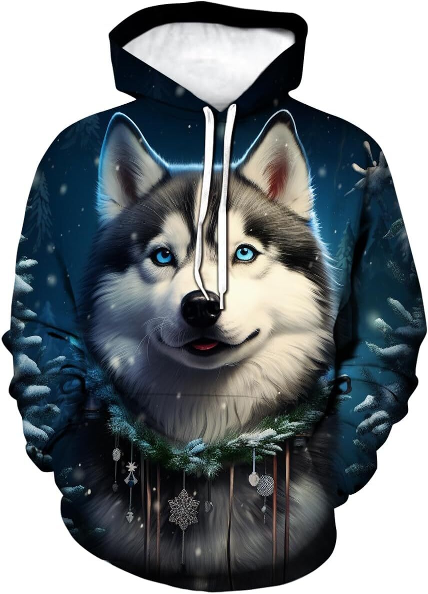 Hoodie for Mens Womens Unisex Christmas Animal Graphic Hoodies Fashion Casual Kangroo Pocket Pullover Graphic Hoodies sweatshirt Pullover Long Sleeve