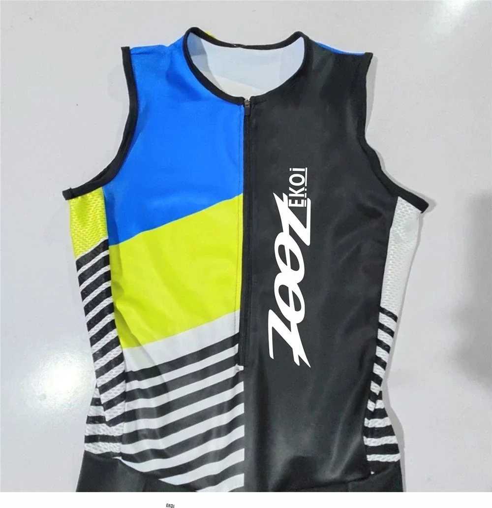 Zootekoi Mens Triathlon heptathlon Breathable Tight Coat Summer Mountain Bike Clothing Outdoor Sports Running Clothing W240926