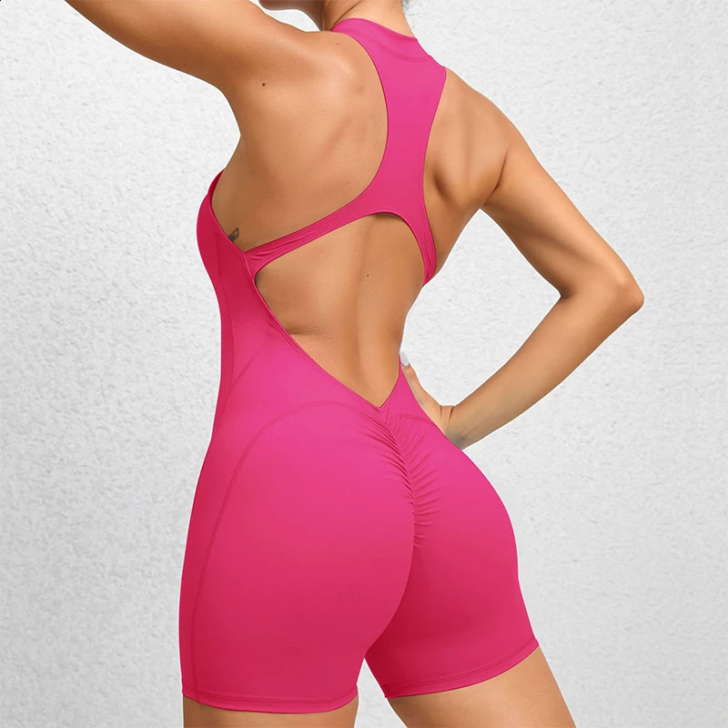 Short Sports Jumpsuit Sleeveless Gym Set Women Yoga Clothes Rompers Workout One-piece Suit Female Outdoor Recreation Bodysuits 240914