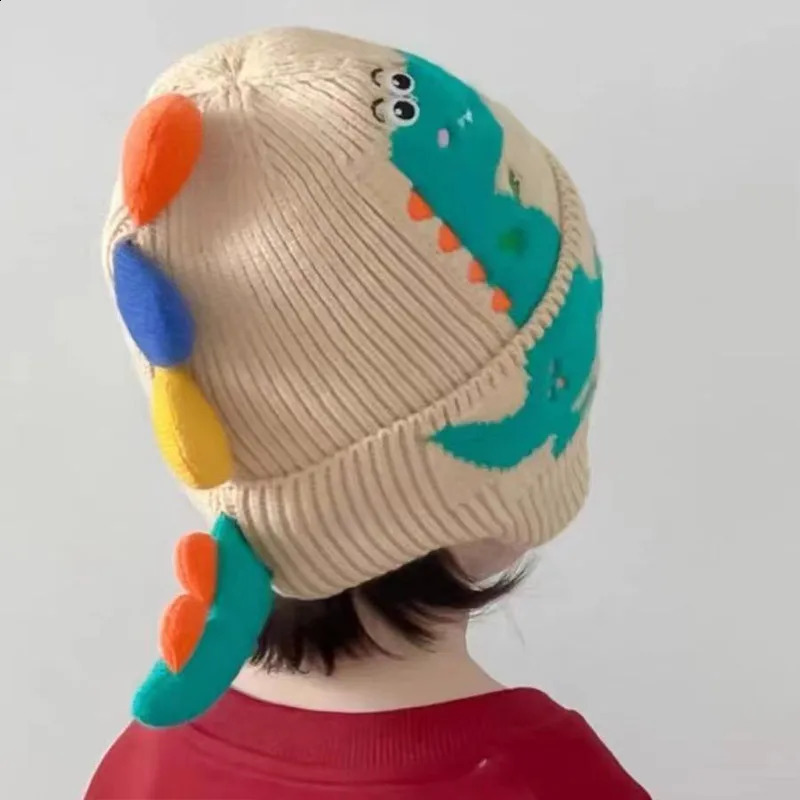 Baby winter hat cartoon dinosaur warm knitted bean earmuffs for children boys and girls outdoor 240925