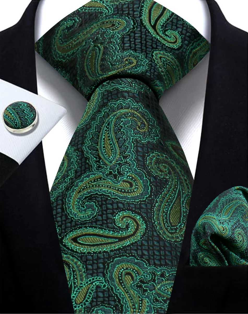 Mens tie Paisley jacquard woven 8cm formal business wedding collar pocket square set tie high-quality handmade Gravata Y240925