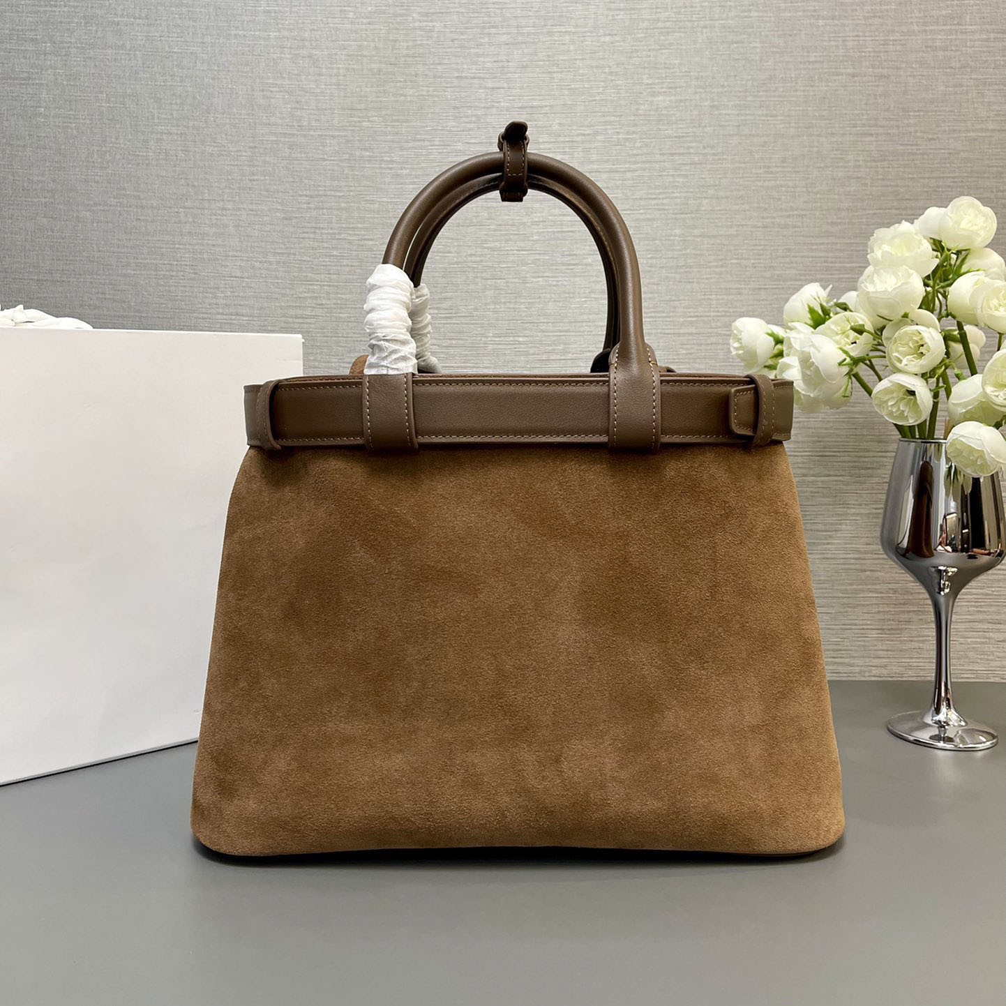 buckle small suede leather handbag with double belt luxury designer bag women fashion handles small buckle tote bag women shoulder bags crossbody bags1
