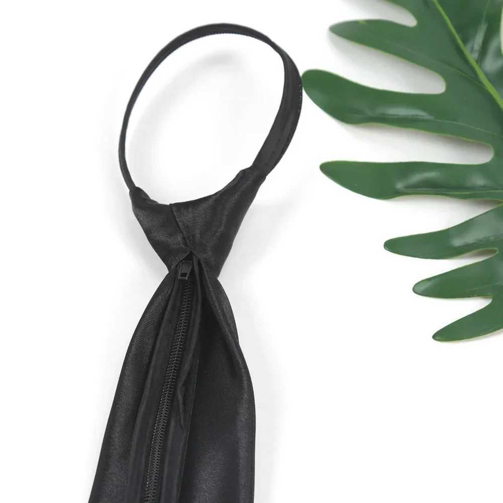 New bra zipper tie black retro silk narrow mens tie slim and smooth bow tie Korean style simple and elegant all trendy ties in the series Y240925