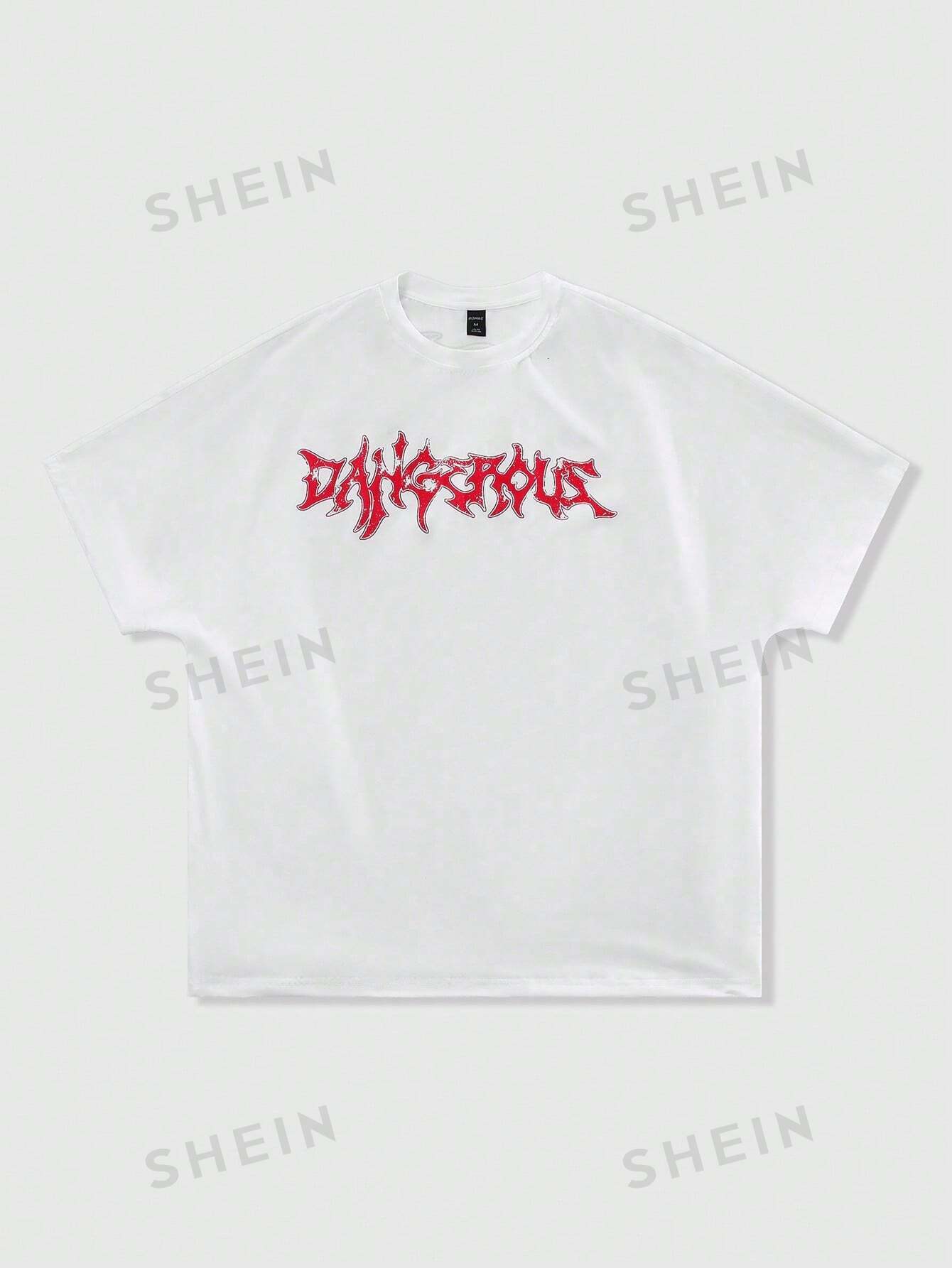 Mens Casual Letter Graphic Print Short Sleeve Round Neck T-Shirt, Summer