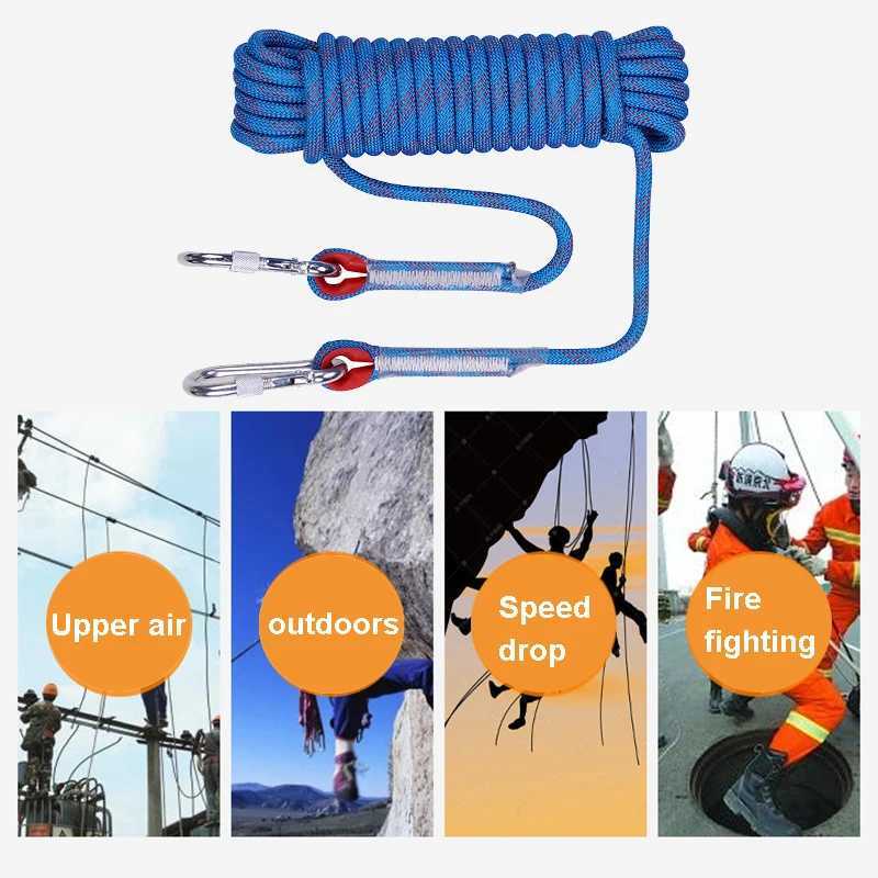 10mm Climbing Rope 10M/20M Outdoor Static Climbing Rope Fire Rescue Safety Escape Climbing Emergency Rope CL240926