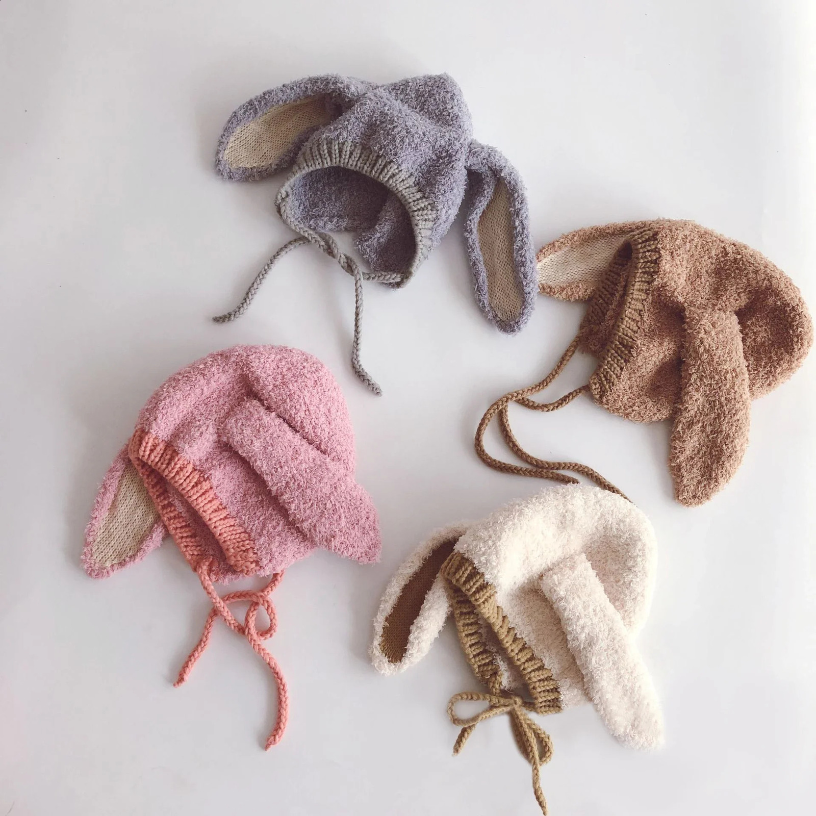 Winter baby hat plush rabbit thick warm childrens bean Korean style soft 336M 240925