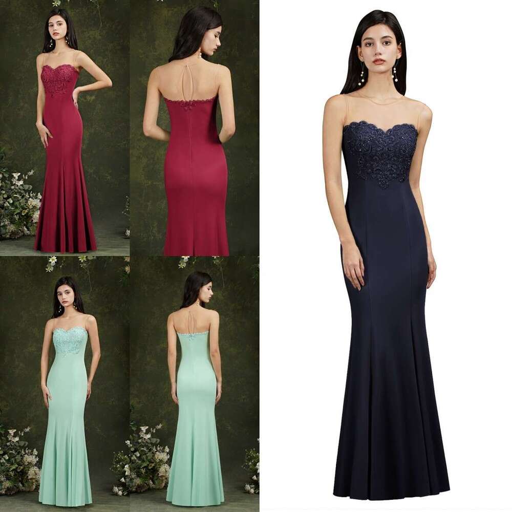 Same Day Shipment Long Evening Dresses For Women Mermaid Embroidered Detail Elegant Formal Party Prom Dress Vestido de Festa CPS1899