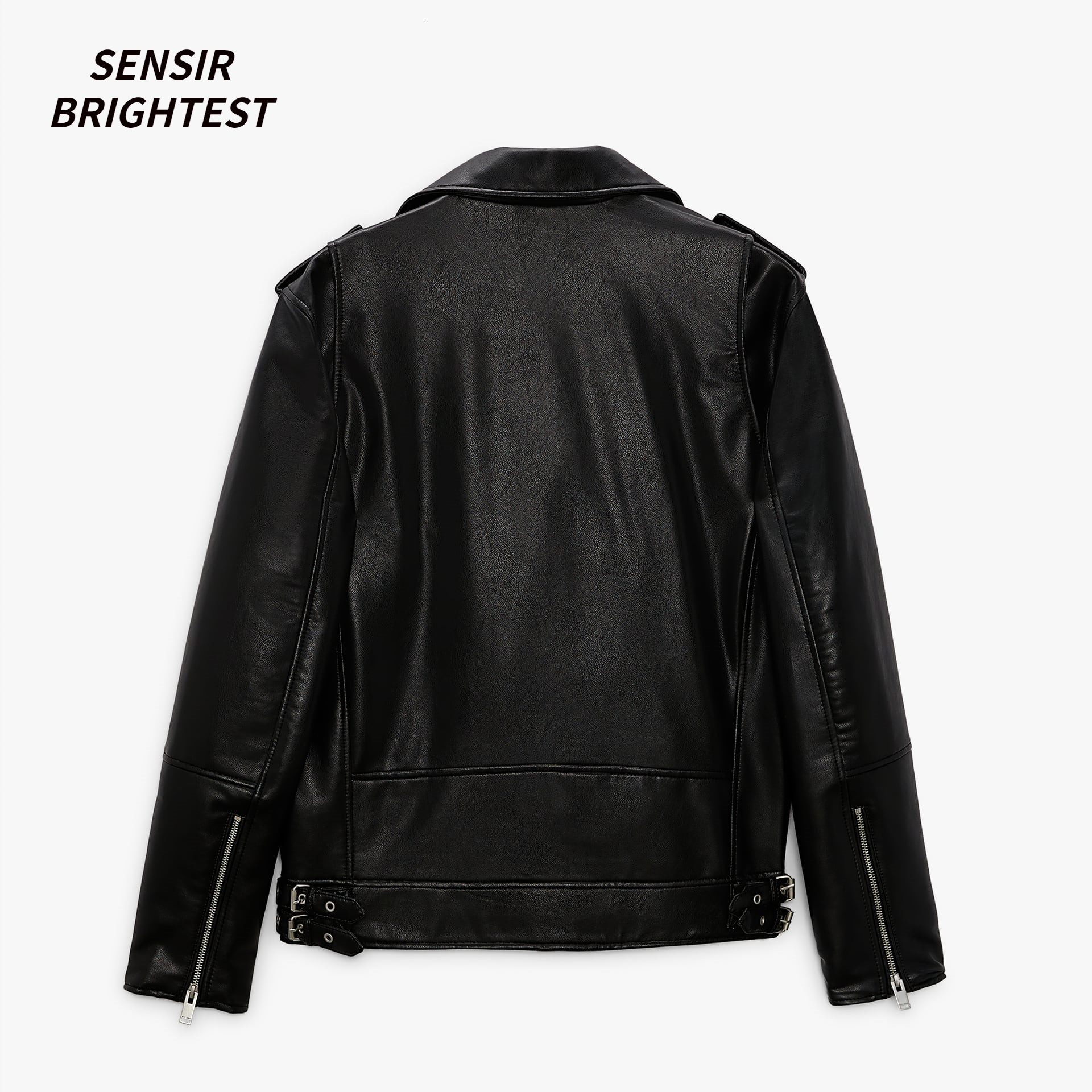 Fall 22 Black High Quality Pu Leather Locomotive Zip Jacket Men's