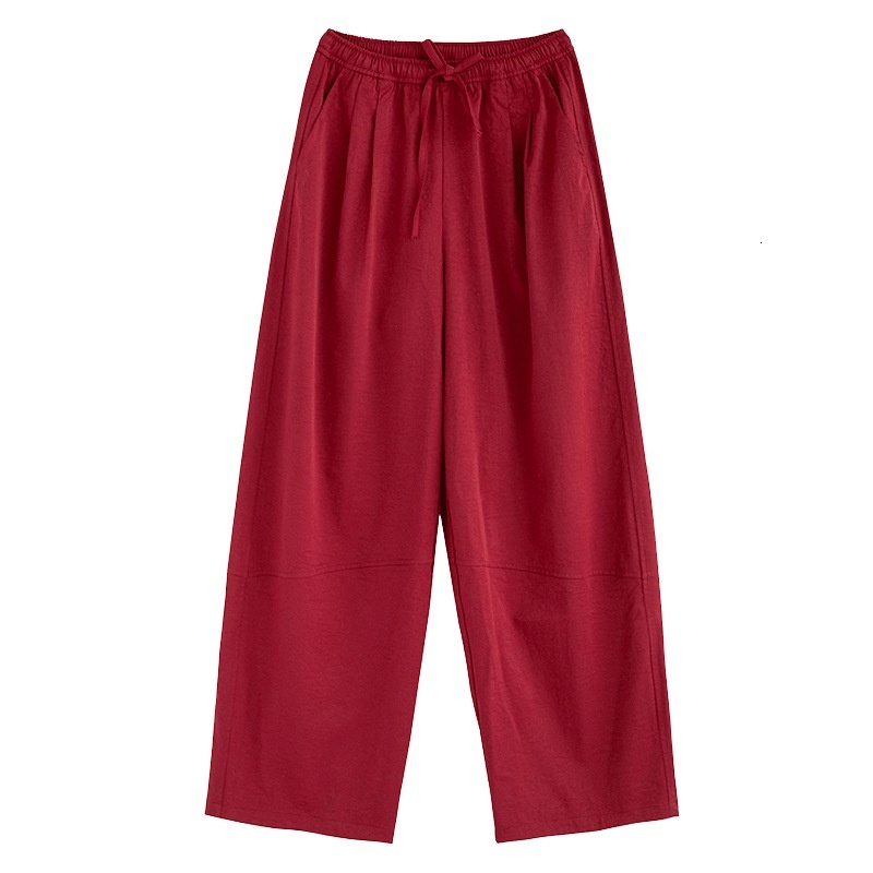 Quick drying sports for women, 2024 autumn new product, high waisted loose casual pants, hanging red straight American wide leg pants