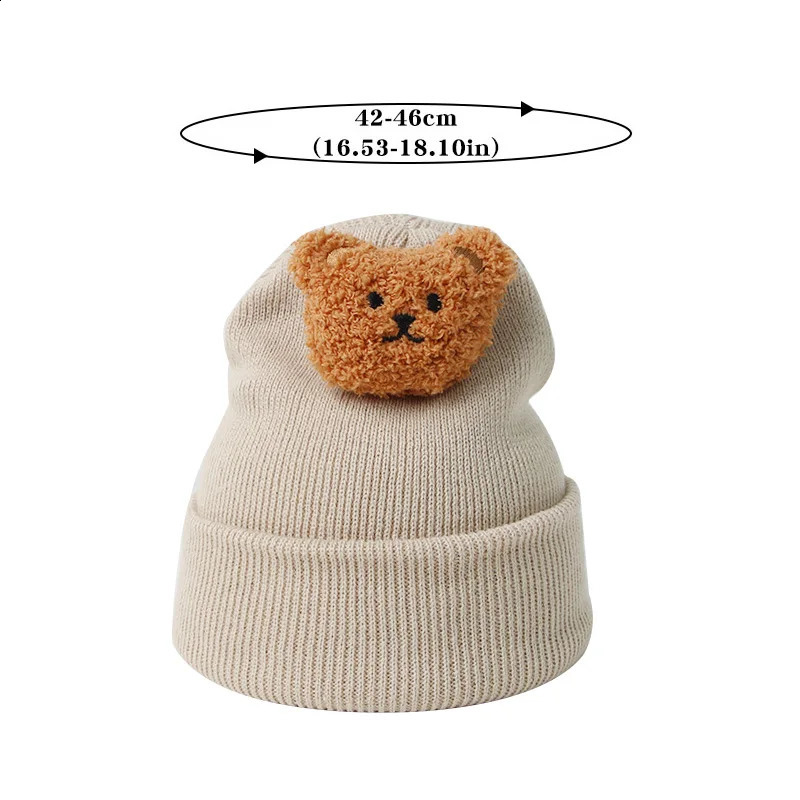 Korean cartoon bear baby hat cute solid color born bean girl boy autumn toddler knitted 240925