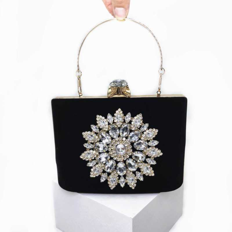 Clutch Bag New Velvet Sunflower Banquet Bag Handheld Diamond Designer Bag Evening Dress Bag Flower Dress Womens Handheld Bag 240920