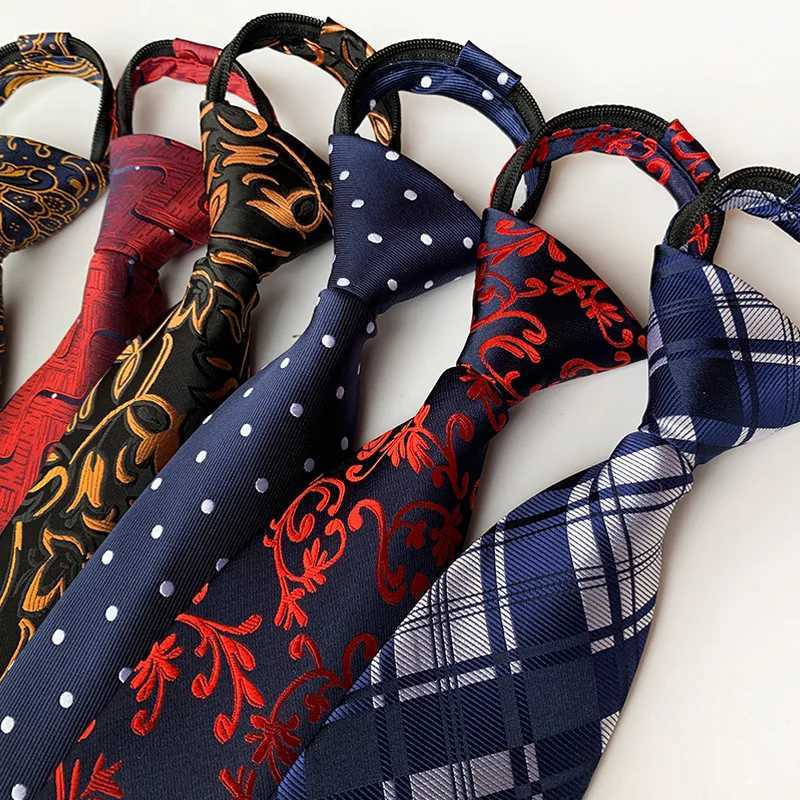 Pre-tied Necktie For Men Wen Paisley Style Zipper Tie Plaid Stripes Jacquard Classic 8cm Business Tie Men Wedding Accessories X2504072