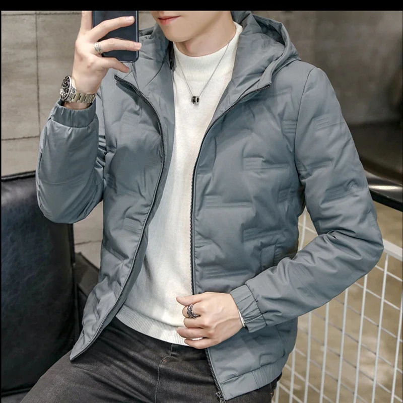 Winter Men Lightweight Warm Fashionable Casual Slim Fit Hooded Down Jacket Fashionable White Duck Down Coat 240914