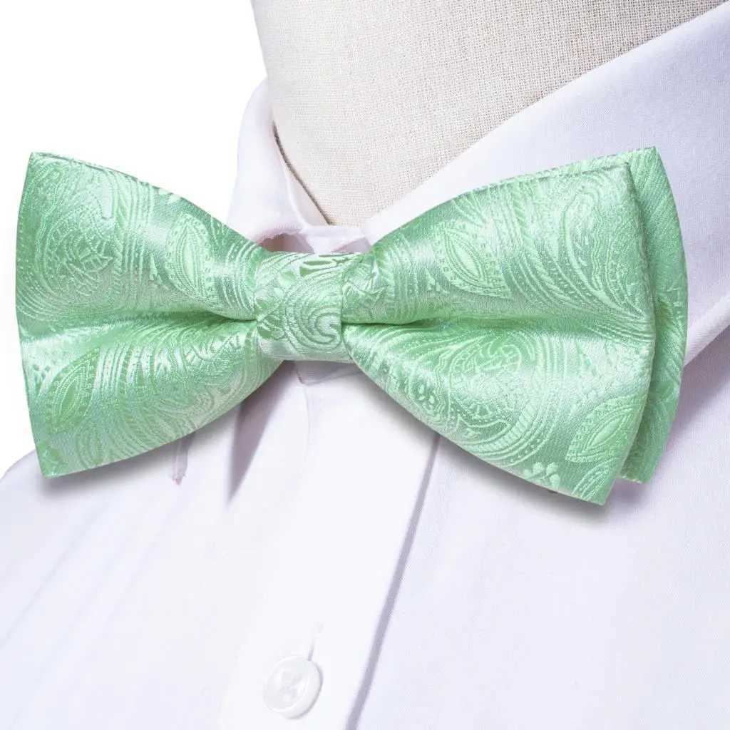 Sage Mint Grass Teal Green Silk Mens Tie Hankerchief Cufflink Set Pre made Knot Tie Y240925