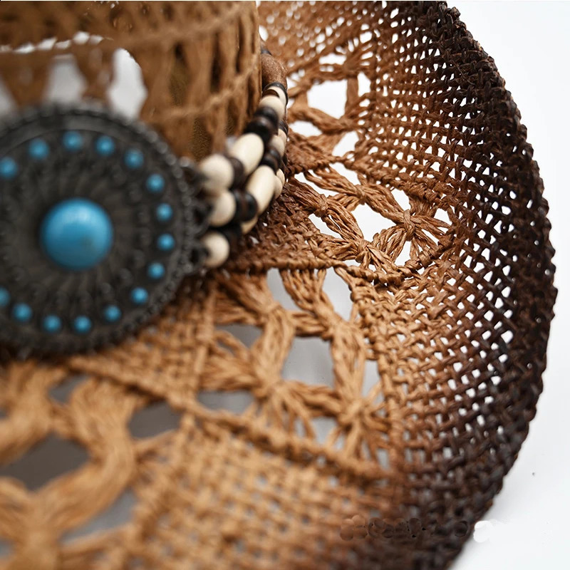 Retro American Western Cowboy Hat Summer Straw Hat Breathable Fashion Trend Sun Shield Hat Panama Jazz Hat Wholesale 240924