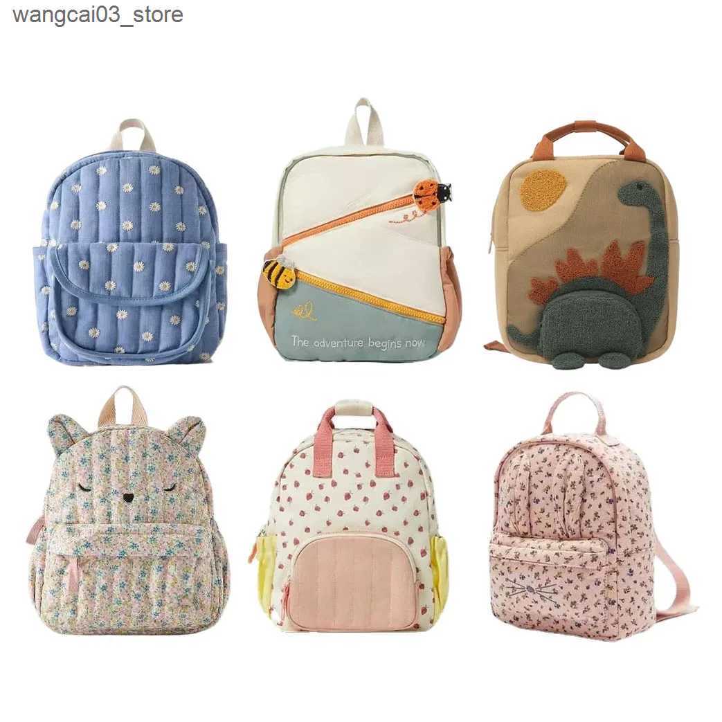 Backpacks Cartoon Embroidered Kids Backpack Fashion Print Floral Kids Backpack for Girls Boys School Bags Backpacks for Kids L240910