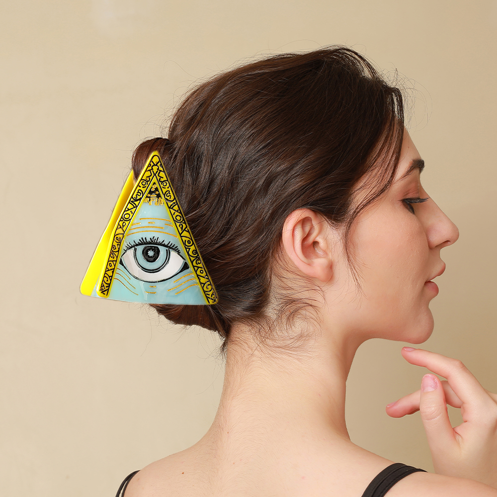 New fun demon eyes back of the head hair clips large grab clip tassel acetate shark clip headdress handmade splicing