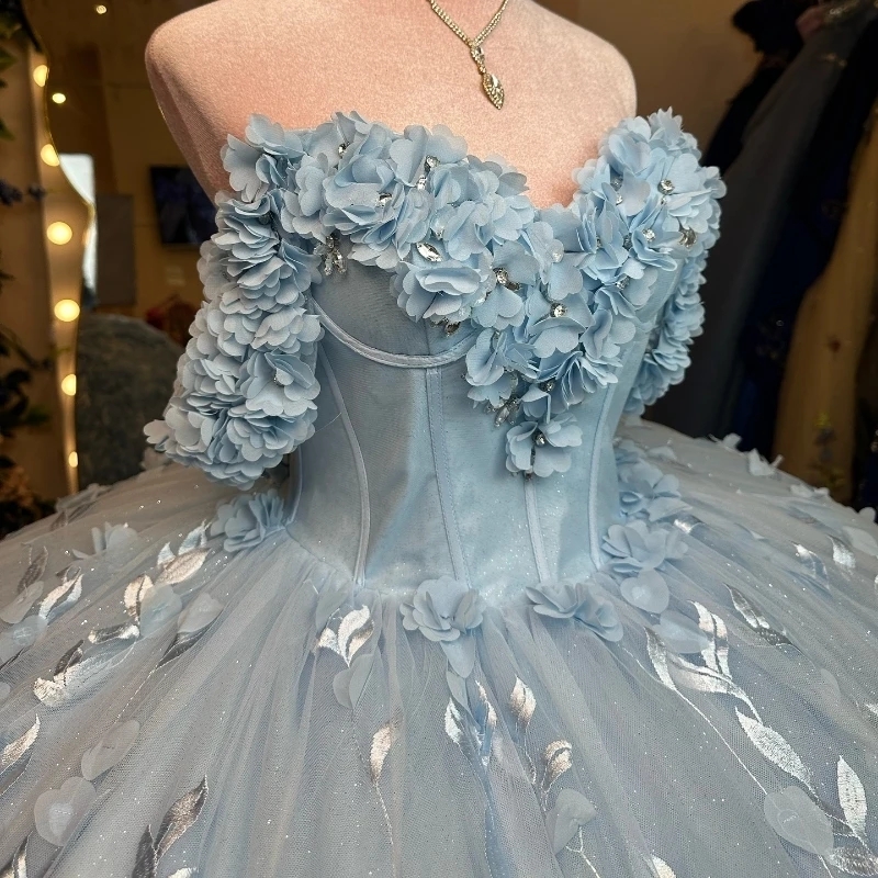Sweetheart Quinceanera Dresses Lace Appliqued wer Crystal Tull Ball Gown Vestidos 15 De Anos Sweet 16 Dress