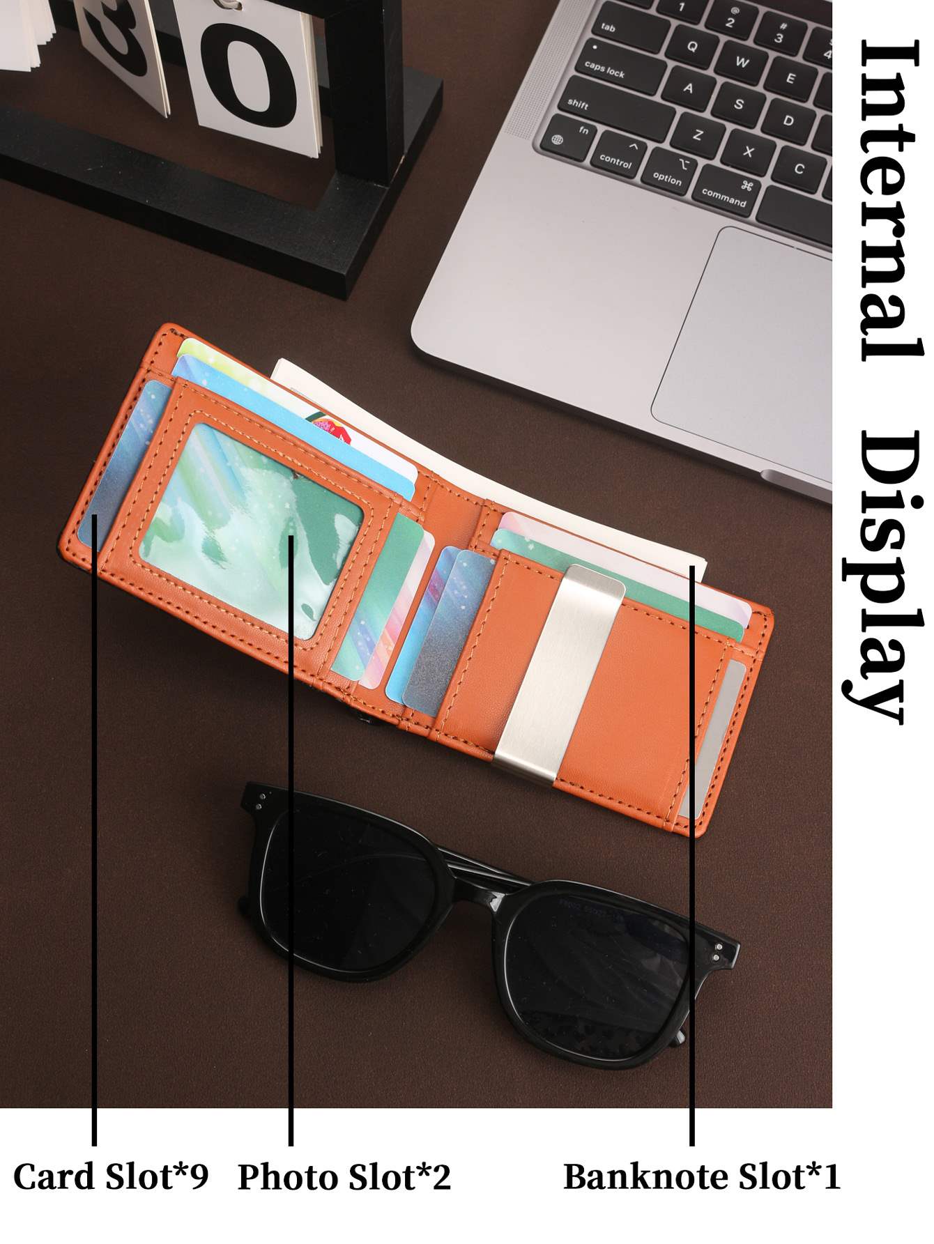 Popular men's wallet with built-in wallet anti-theft brush, blocked front pocket, double fold men's wallet