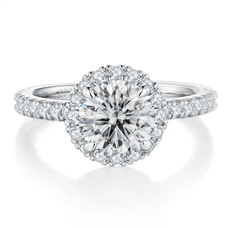 DEZO all silica female halo engagement ring with a total of 2.75ctw solid 925 silver circular cut VVS1 D color GRA certificate 240924