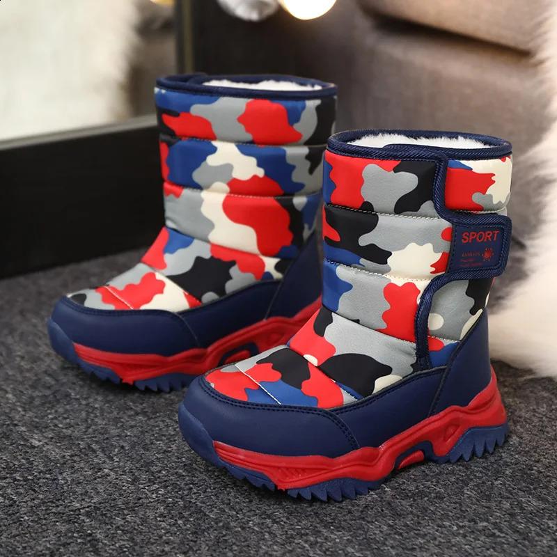Childrens casual shoes for girls and boys anti slip claws warm fur snow boots winter sports shoes 240925