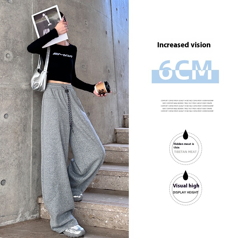Red curved knife women's bathroom 2024 autumn and winter new style wide leg high waist loose small casual sports pants