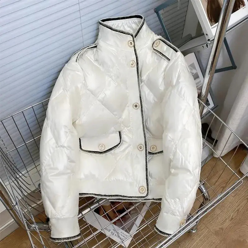Short Parkas Winter Women Clothing Quilted Jacket Cotton-padded Jacket Warm Single-breasted Windproof Outerwear Chic Tops 240914