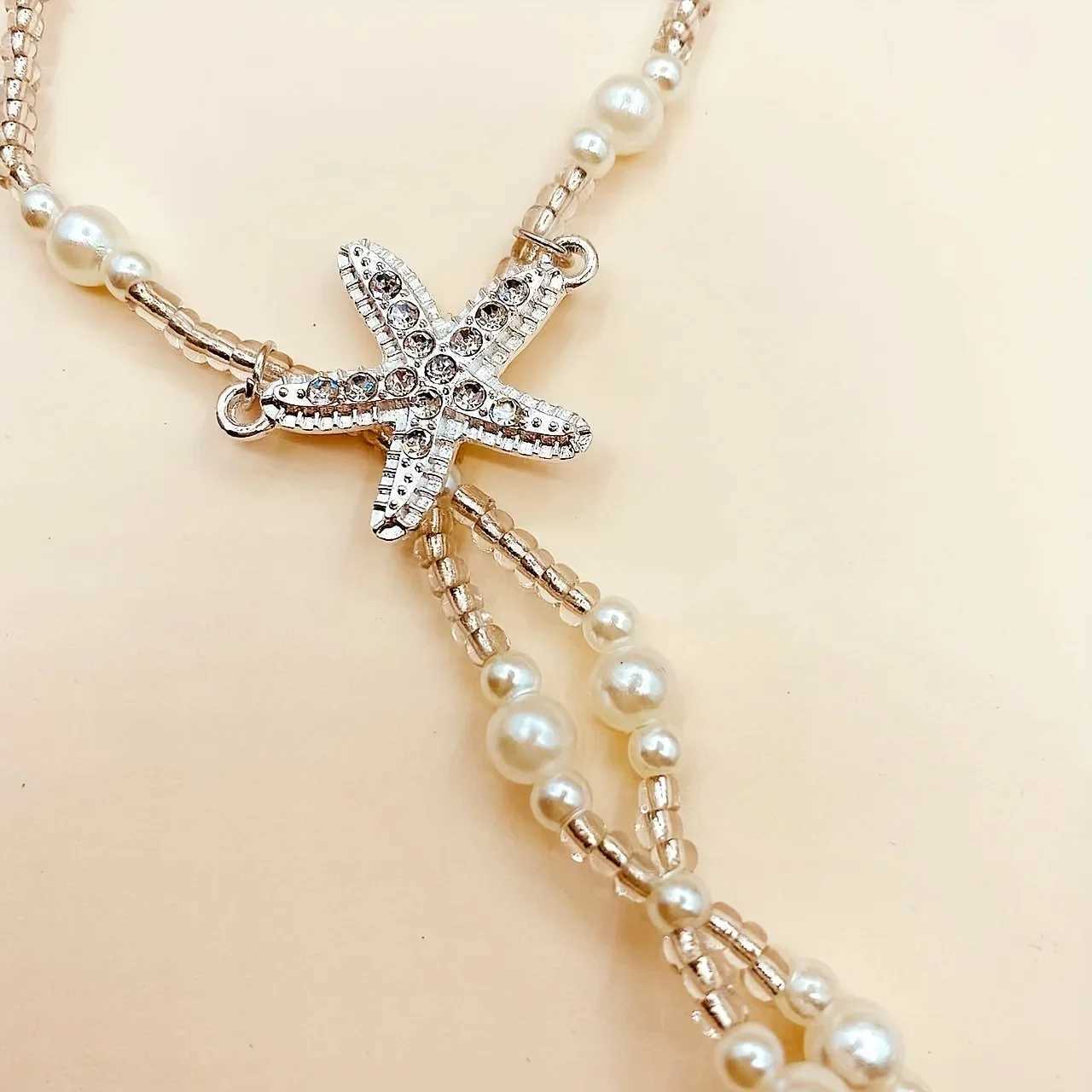 1 Bohemian toe ring anklet artificial pearl leg anklet simple starfish summer inflatable anklet W240926