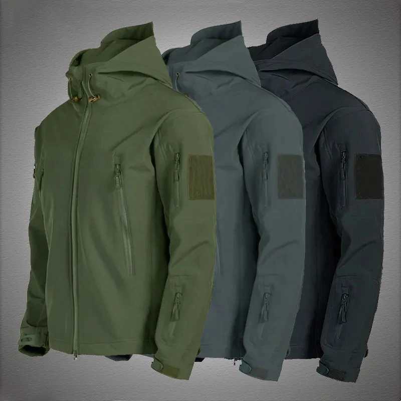 Men's Jackets Military Skin Soft Shell Jackets Men Tactical Windproof Waterproof jacket men Army Combat Jackets Mens Hooded Bomber Coats z240926