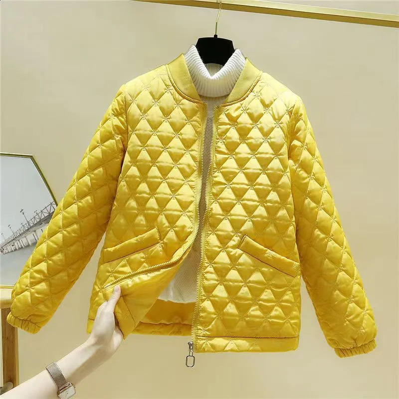 Spring Autumn Stand-up Collar Baseball Clothes Diamond Shaped Checkered Cotton Clothes Women Short Retro Loose Small Jacket 240914