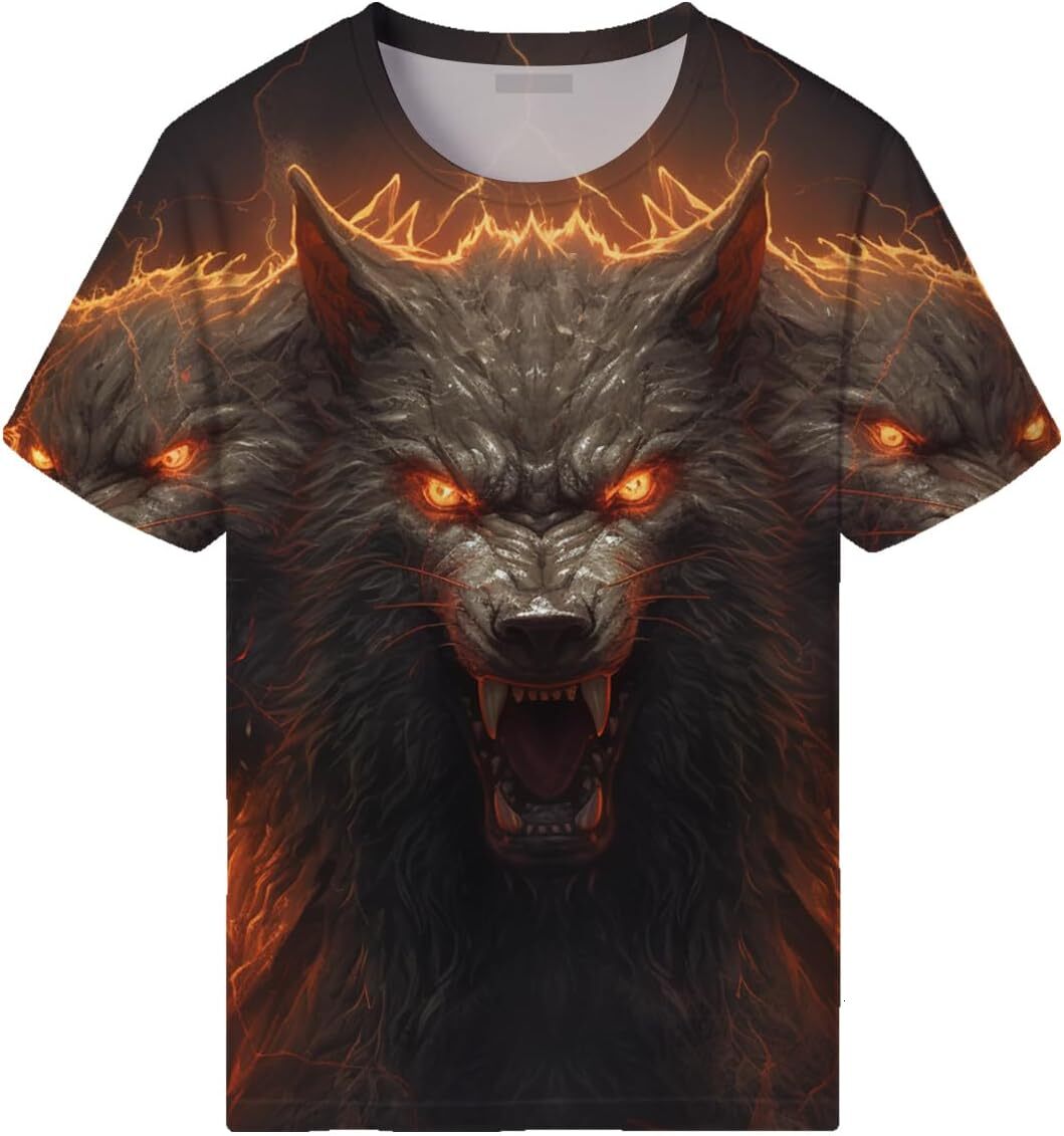 Mens T shirt Mens Wolf Pattern T-Shirt 3D Print T-Shirt Men Novel Graphic Tee Summer Short Sleeve graphic tee Casual tops summer clothes Short sleeve