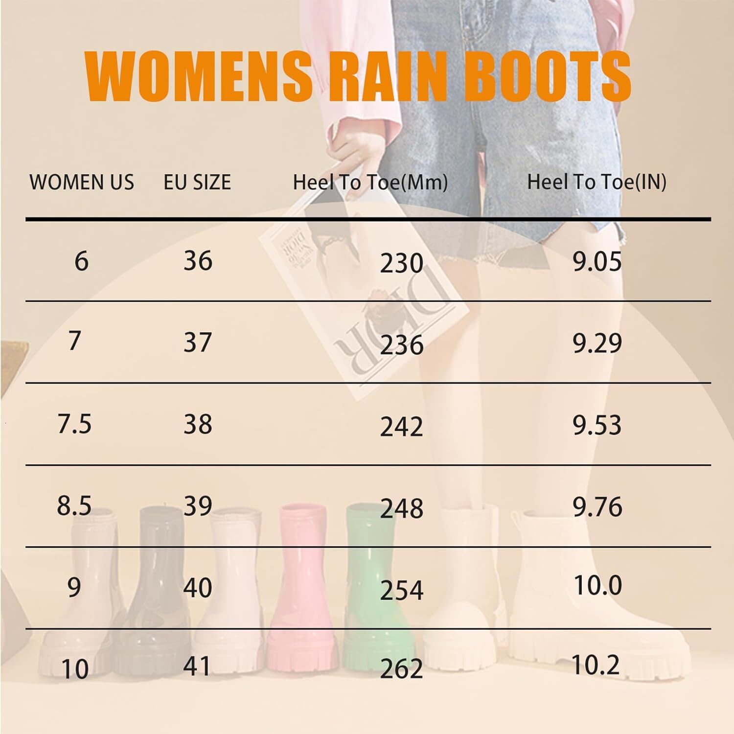 Designer Women's Rain Boots Waterproof Platform Rubber Rain Boots Comfortable Short Shoes Outdoor Work Ankle Garden Boots