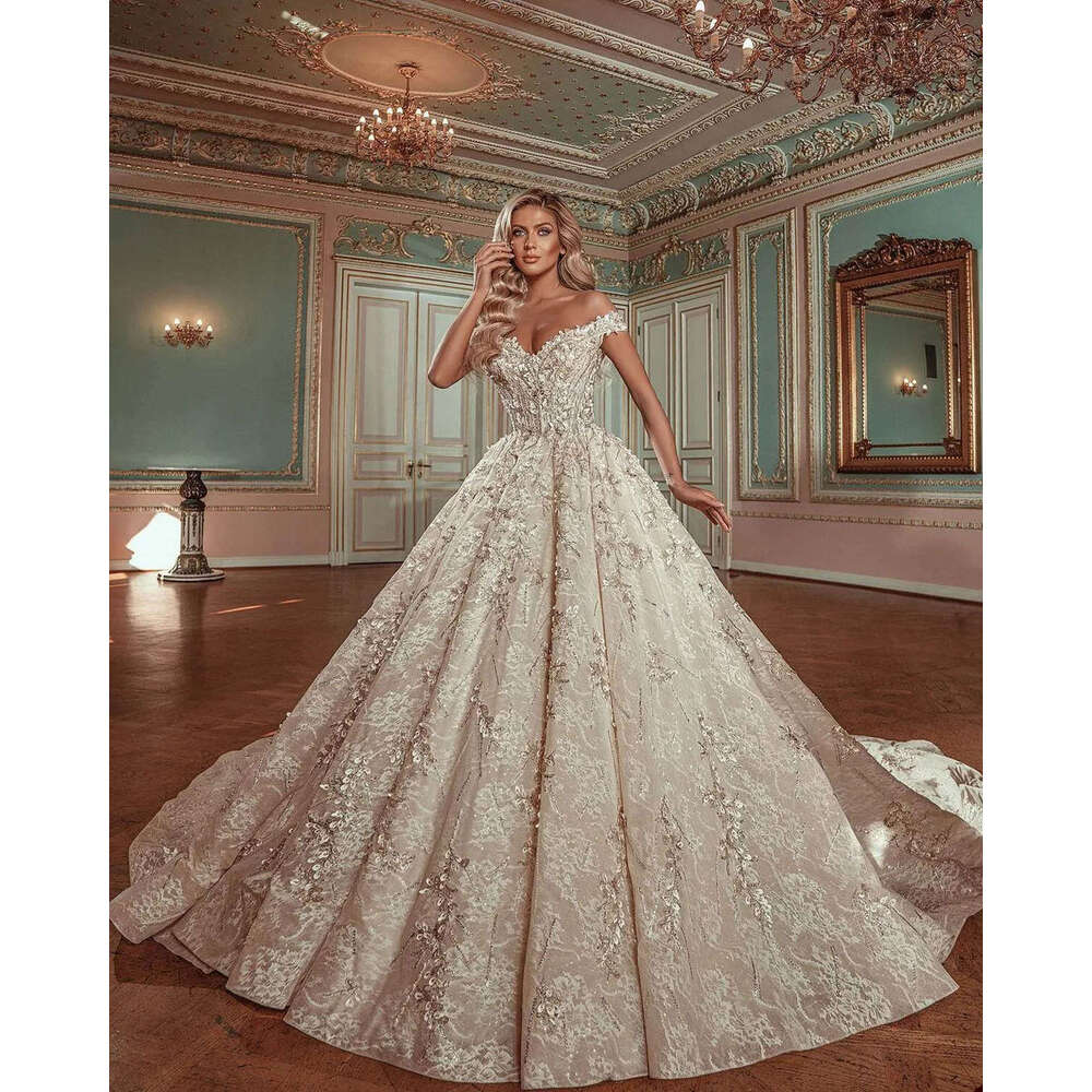 Arrival New Dresses Ball Gown Off The Shoulder Appliques Sequins Or Length Sparkg Bride Wedding Dress Custom Made