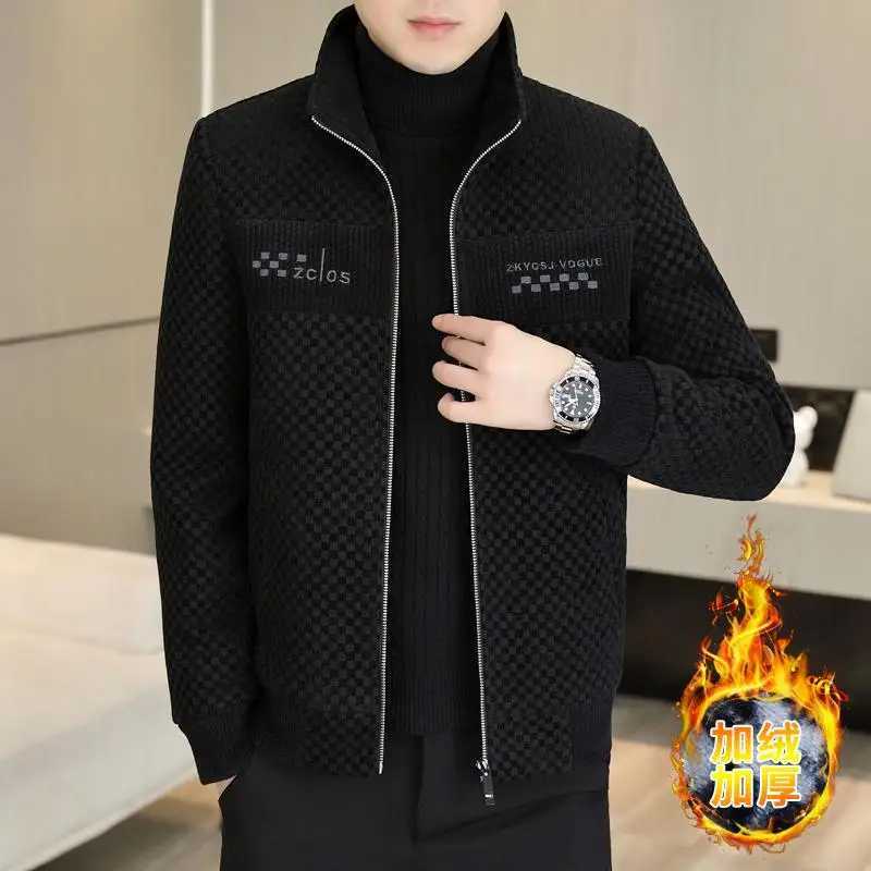 2023 autumn and winter new cashmere thick wool jacket mens casual loose comfortable high-quality outerwear jacket W240925